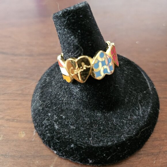 Coach Poppy Enamel Multi Colored Heart Signature Ring Size 7 - Picture 5 of 5